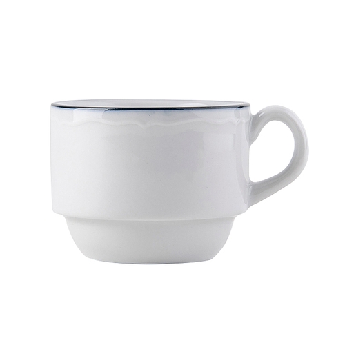 Tuxton China Inc SBF-0303 Charleston 3 oz Porcelain White Blue Band Espresso Cup- 3 Dz