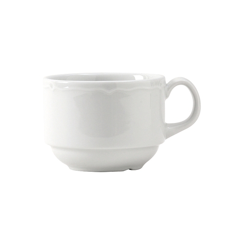 Tuxton China Inc SCF-0803 Charleston 8 oz. Porcelain White Stackable Cup - 3 Doz