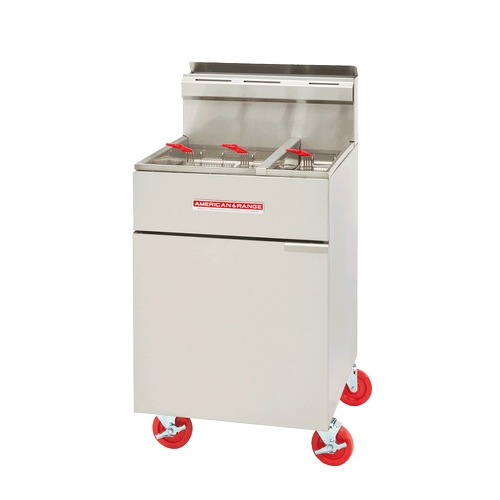 American Range AF-50/25 50 lb / 25 lb Floor Model Gas Split Pot Fryer 