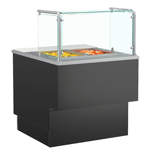 Structural Concepts FB10S-8H Grocerent 122" Black Heated Food Bar w/ Glass Sneeze Guard