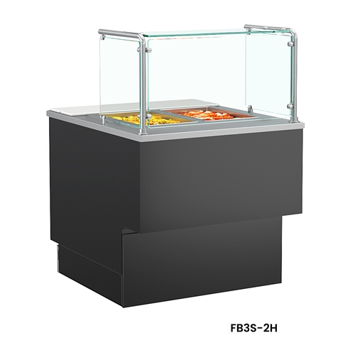 Structural Concepts FB3S-2H 37" Black Heated Food Bar w/ Glass Sneeze Guard