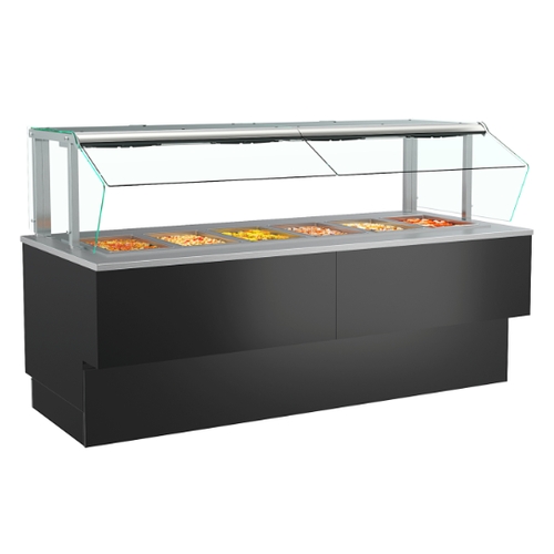 Structural Concepts FB5S-4H 64" Black Heated Food Bar w/ Glass Sneeze Guard