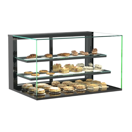 Structural Concepts NR3627DSV Reveal 36" Black Countertop Glass Display Case w/ Top Lights