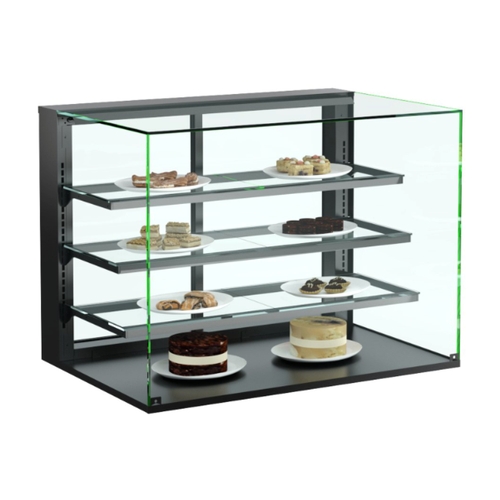 Structural Concepts NR3635DSV Reveal 36" Black Countertop Glass Display Case w/ Top Lights