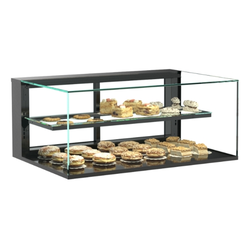 Structural Concepts NR4820DSV Reveal 48" Black Countertop Glass Display Case w/ Top Lights