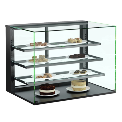 Structural Concepts NR4835DSV Reveal 48" Black Countertop Glass Display Case w/ Top Lights