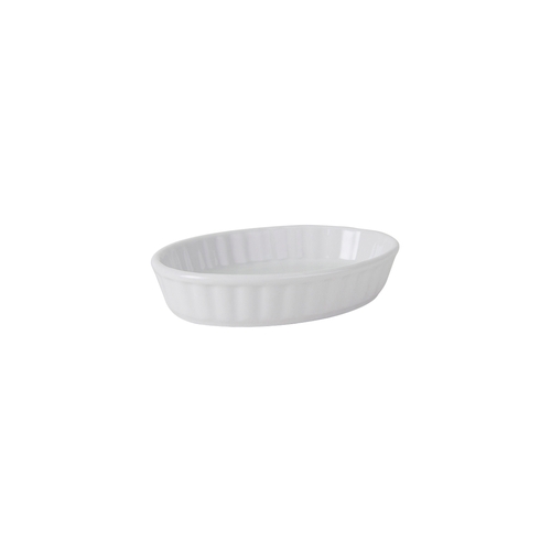 Tuxton China Inc BPK-0502 DuraTux 5 oz. Porcelain White Oval Crème Brule Dish - 1 Doz
