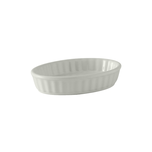 Tuxton China Inc BWK-0502 DuraTux 5 oz. White Ceramic Oval Crème Brule Dish - 1 Doz
