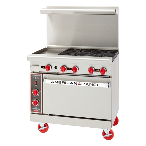 American Range AR-12G-4B-SB 36" Gas 4 Burner Range w/ 12" Left Side Manual Griddle