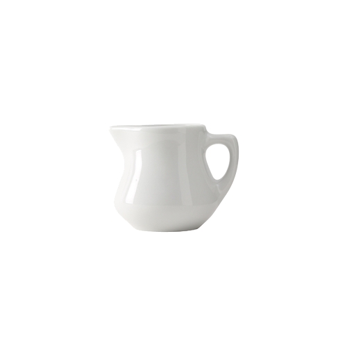 Tuxton China Inc BPR-035 Duratux 3-1/2 oz. Porcelain White Creamer w/ Handle - 1 Doz