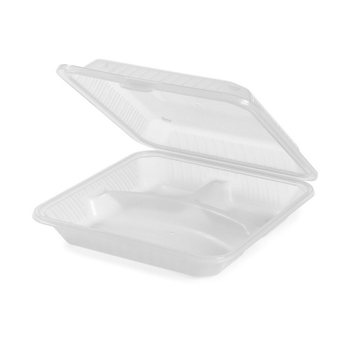 GET EC-12-1-CL Eco-Takeout's 9"x 9" 3 Comp Reusable Container - Clear
