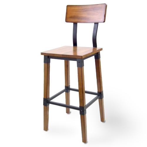 Just Chair Manufaturing M91230 CITYStyle Rustic Solid Wood Back & Seat Barstool