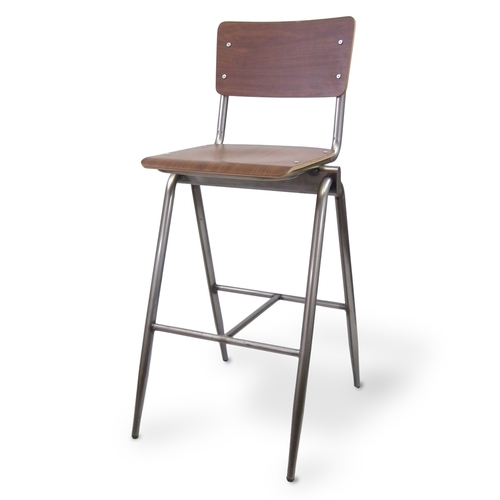 Just Chair Manufaturing CSU-90830 CITYStyle Urban Steel Frame Barstool w/ Wood Back & Seat