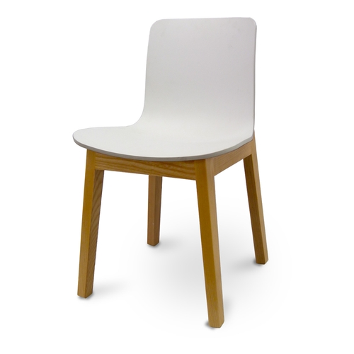Just Chair Manufaturing W90218 CITYStyle Urban Wood Frame Chair w/ White Polypropylene Seat