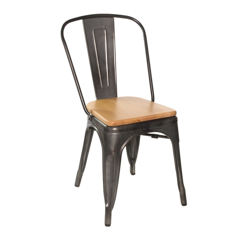 Just Chair Manufaturing G42518-SS Industrial Clear Coat Stacking Metal Frame Chair