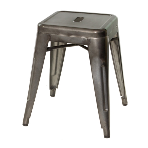 Just Chair Manufaturing G42518X Industrial Gunmetal Grey Galvanized Metal Stacking Stool