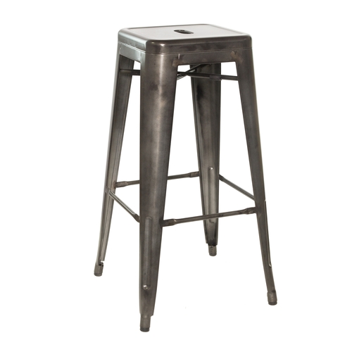 Just Chair Manufaturing G42530X Industrial Gunmetal Galvanized Metal Frame Backless Barstool