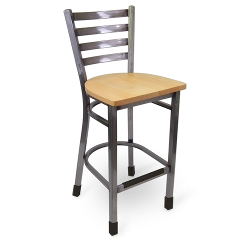 Just Chair Manufaturing M20130-CC-SS Industrial Ladder Back Clear Coated Steel Frame Bar Stool