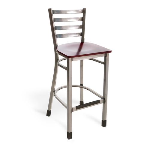 Just Chair Manufaturing M20130-CC-VS Industrial Ladder Back Clear Coated Steel Frame Bar Stool