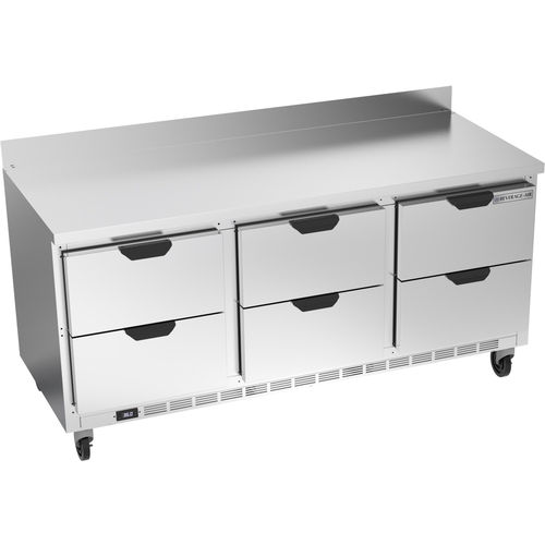 Beverage Air WTRD72AHC-6 72" Wide Three Section Six Drawer Worktop Refrigerator