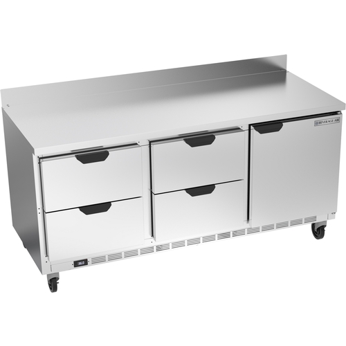 Beverage Air WTRD72AHC-4 72" Wide Three Section Four Drawer Worktop Refrigerator