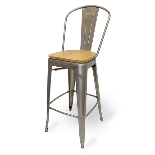 Just Chair Manufaturing S42630-SS Industrial Steel Frame Tolix Style Indoor Bar Stool