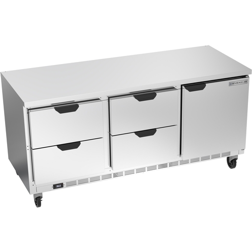 Beverage Air WTRD72AHC-4-FLT 72" Wide Three Section Four Drawer Worktop Refrigerator