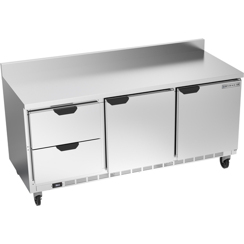 Beverage Air WTRD72AHC-2-FIP 72" Wide Three Section Two Drawer Worktop Refrigerator