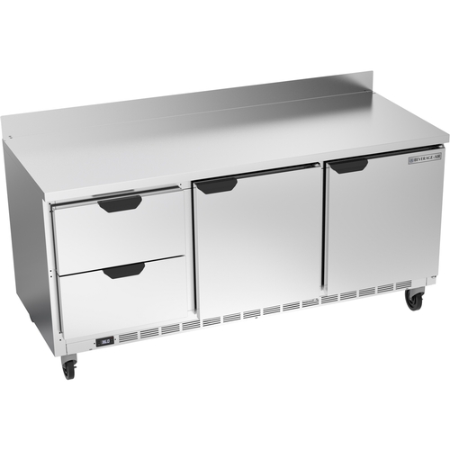 Beverage Air WTRD72AHC-2 72" Wide Three Section Two Drawer Worktop Refrigerator