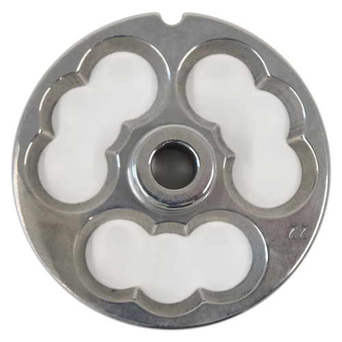 American Eagle Food Machinery AE-G22N/06-00 #22 Head 0mm 3-Hole Pass-Through Grinder Plate