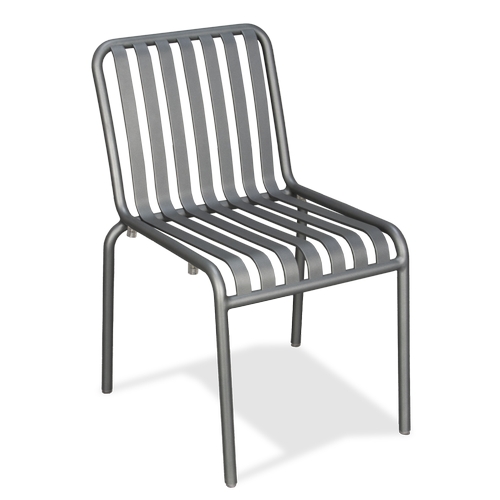 Just Chair Manufaturing A33018 Aluminum Silver Grey Powder Coated Stackable Outdoor Chair