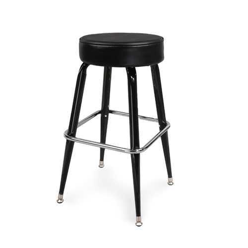 Just Chair Manufaturing B42030X-BLK Black Backless Swivel Bar Stool w/ Black Vinyl Seat
