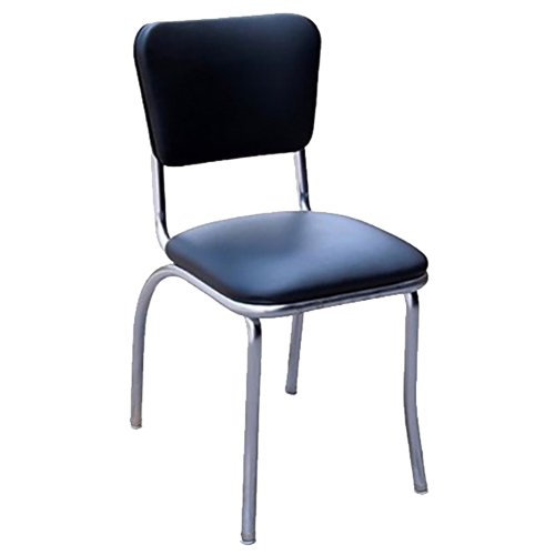 Just Chair Manufaturing C64018-PS-BLK Retro Style Chrome Frame Diner Side Chair w/ Black Vinyl