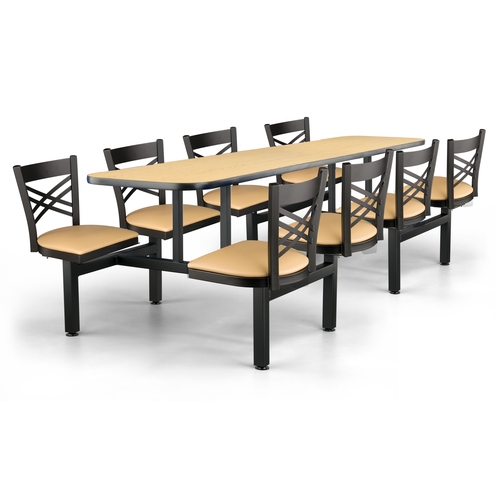 Just Chair Manufaturing CLUS-IS-8S-MB Cluster 108"Welded Steel Black Wood Finish Table Island Unit