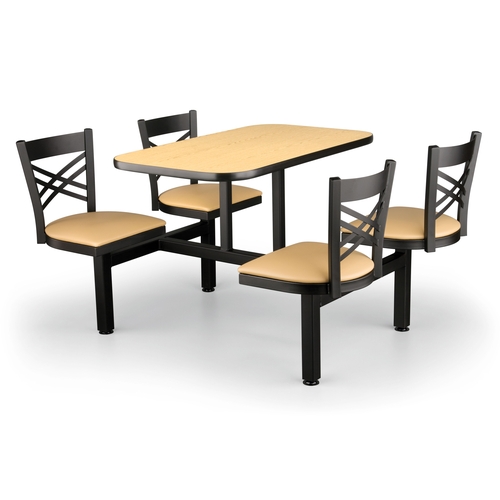 Just Chair Manufaturing CLUS-RD42-4S-MB Cluster 42" Diameter Welded Steel Black Table Island Unit