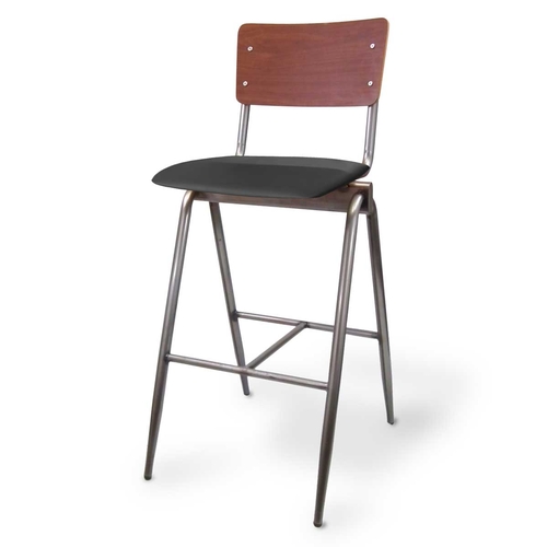 Just Chair Manufaturing CSU-90830-PS-COM CITYStyle Urban Steel Frame Barstool w/ Wood Back & Seat