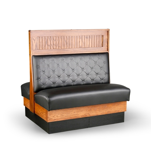 Just Chair Manufaturing JBD-WSS-SBT-54-GR1/COM 54"H Double Sided Custom Wood Plank Frame Booth