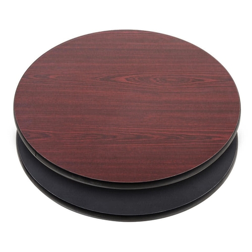 Just Chair Manufaturing JER30R-B/DM Black/Dark Mahogany 30" dia. Melamine Reversible Table Top