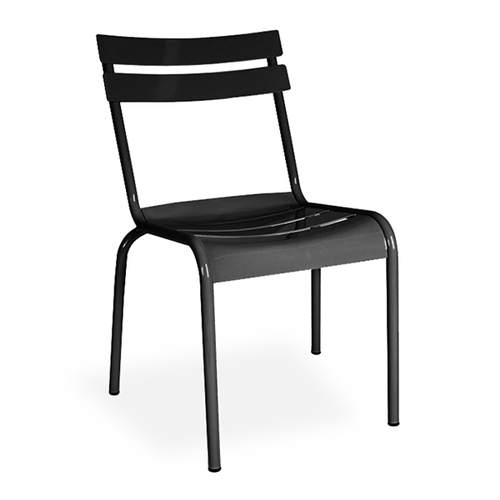 Just Chair Manufaturing JTA-39118-BLK Horizontal Dual Slat Back Black Outdoor Aluminum Chair