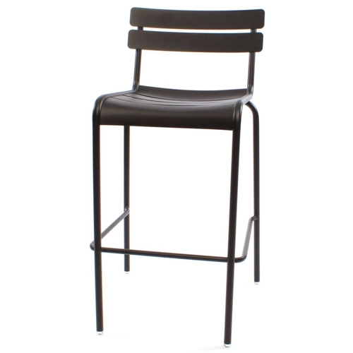 Just Chair Manufaturing JTA-39130-BLK Horizontal Dual Slat Back Black Outdoor Metal Barstool