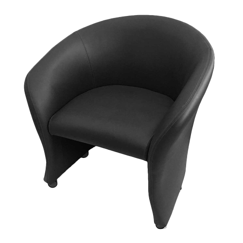 Just Chair Manufaturing LA556-BLK Black Vinyl Lounge Arm Chair w/ Curved Wrap Around Back