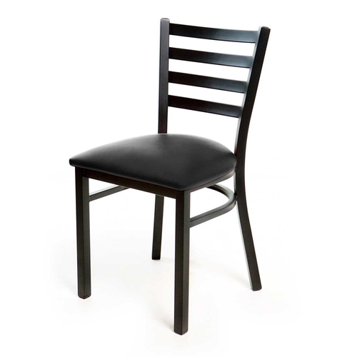 Just Chair Manufaturing M20118-BLK-PS Ladder Back Black Powder Coated Chair w/ Black Vinyl Seat
