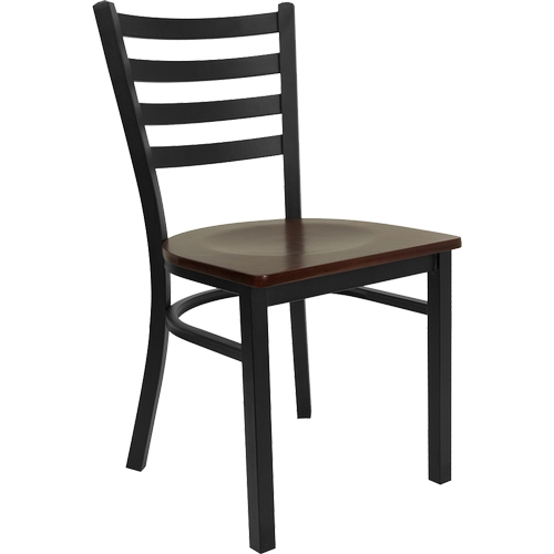 Just Chair Manufaturing M20118-BLK-VS Ladder Back Black Powder Coated Chair w/ Veneer Seat