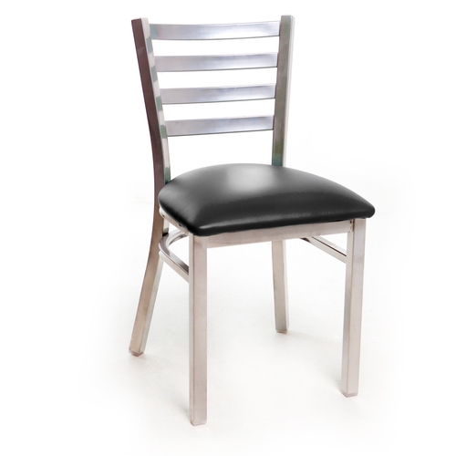 Just Chair Manufaturing M20118-SIL-PS Ladder Back Silver Powder Coated Metal Chair w/ Black Seat
