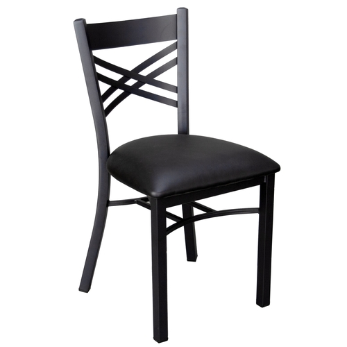 Just Chair Manufaturing M21318-BLK-PS X-Back Black Powder Coated Metal Chair w/ Black Vinyl Seat