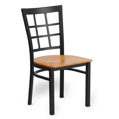 Just Chair Manufaturing M27118-BLK-VS Window-Back Black Steel Frame Chair w/ Veneer Seat