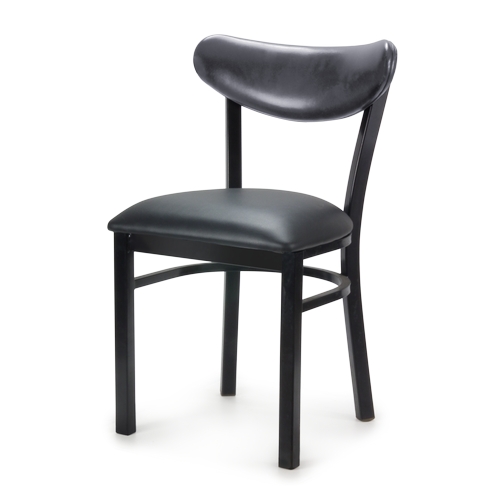 Just Chair Manufaturing M31918 Saddle Back Black Metal Frame Sunrin Side Chair w/Black Seat