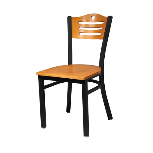 Just Chair Manufaturing M63318-VS Laser Back Black Metal Frame Chair w/ Veneer Seat