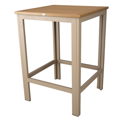 Just Chair Manufaturing PW803TT-3030-BAR-TAN Natural Grain Aluminum 30" x 30" Bar Height Outdoor Table