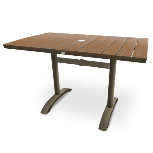 Just Chair Manufaturing PW803TT-3048-UMB Natural Grain Aluminum 48" x 30" Faux Teak Outdoor Table